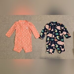 Simple Joys By Carters Two Pack Baby 1piece Bathingsuits Zipup 6-9months
